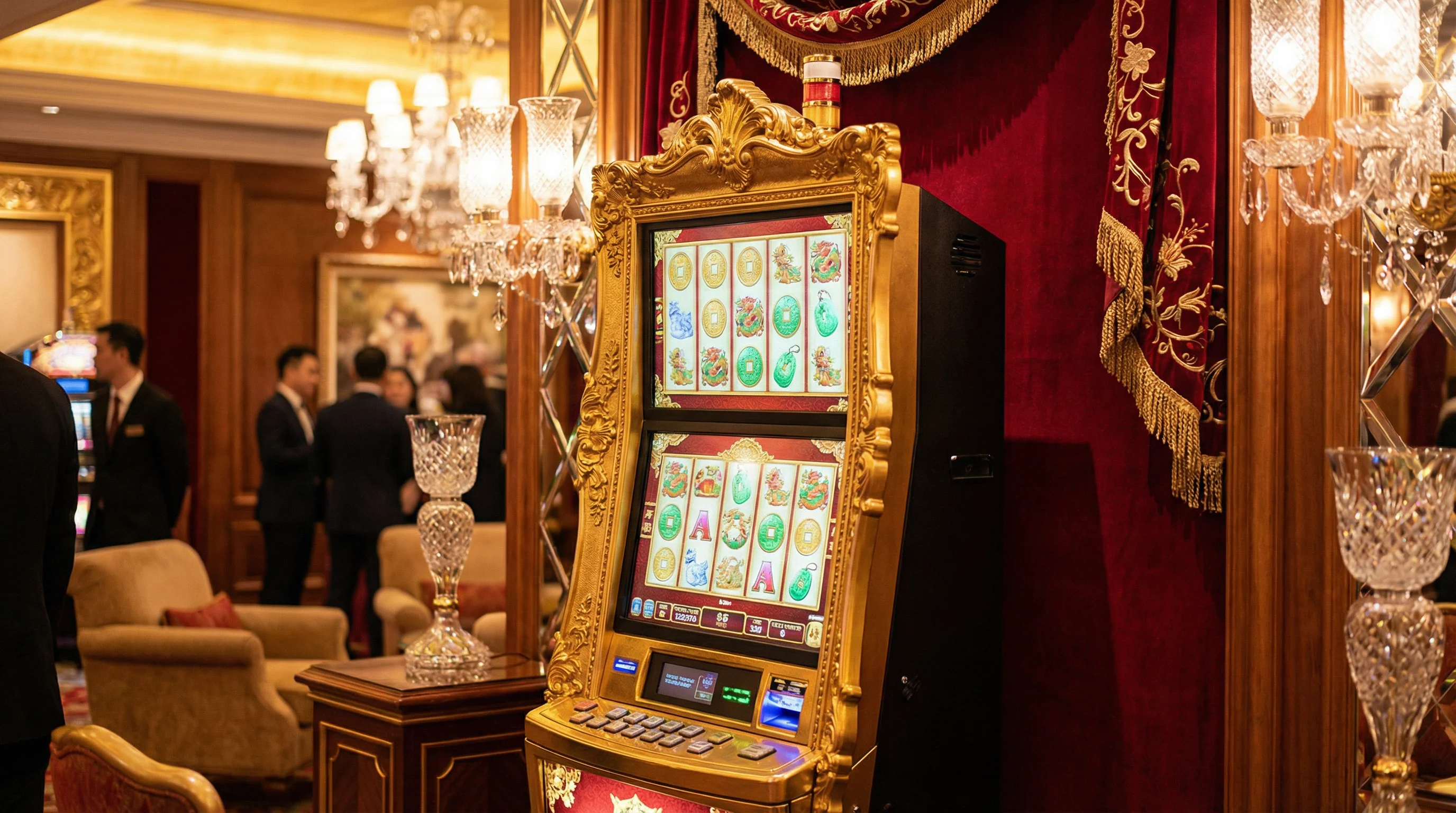 Tragamonedas premium con símbolos de la suerte y jackpots progresivos